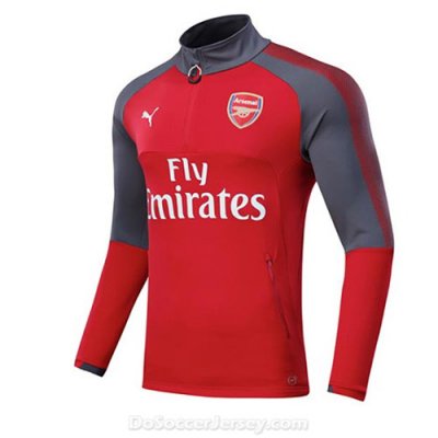 Arsenal 2017/18 Red Training Zipper Sweat Top Shirt