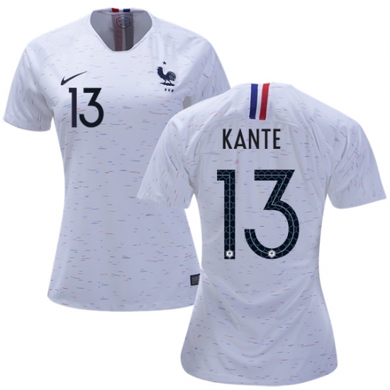 France 2018 World Cup N'GOLO KANTE 13 Women's Away Shirt Soccer Jersey - Click Image to Close