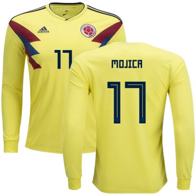Colombia 2018 World Cup JOHAN MOJICA 17 Long Sleeve Home Shirt Soccer Jersey