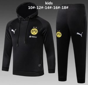 Kids Dortmund 2018/19 Black Training Suit (Hoodie Sweatshirt+Pants)