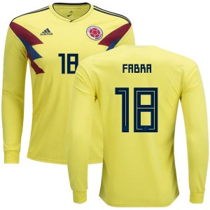 Colombia 2018 World Cup FRANK FABRA 18 Long Sleeve Home Shirt Soccer Jersey