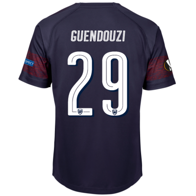 Arsenal 2018/19 Mattéo Guendouzi 29 UEFA Europa Away Shirt Soccer Jersey