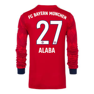 Bayern Munich 2018/19 Home 27 Alaba Long Sleeve Shirt Soccer Jersey
