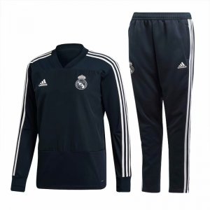 Real Madrid 2018/19 Grey Training Suit (V-Neck Shirt+Trouser)