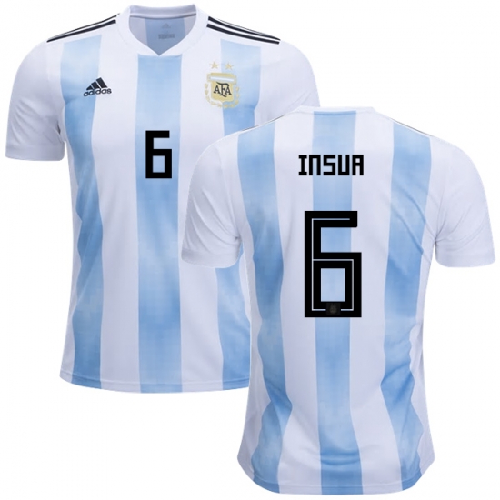 Argentina 2018 FIFA World Cup Home Emiliano Insua #6 Shirt Soccer Jersey - Click Image to Close