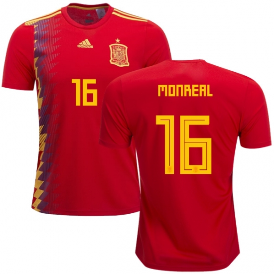 Spain 2018 World Cup NACHO MONREAL 16 Home Shirt Soccer Jersey - Click Image to Close