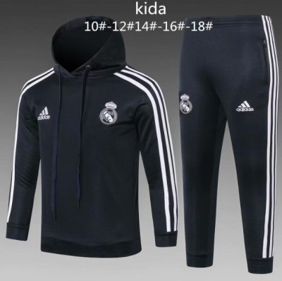 Kids Real Madrid 2018/19 Dark Grey Hoodie Training Suit