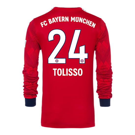 Bayern Munich 2018/19 Home 24 Tolisso Long Sleeve Shirt Soccer Jersey - Click Image to Close