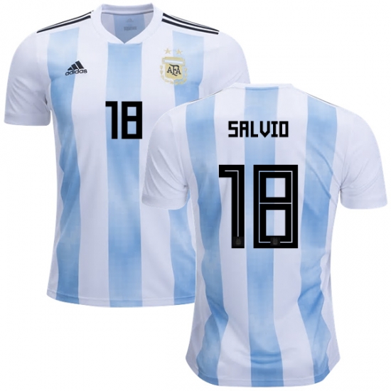 Argentina 2018 FIFA World Cup Home Eduardo Salvio #18 Shirt Soccer Jersey - Click Image to Close