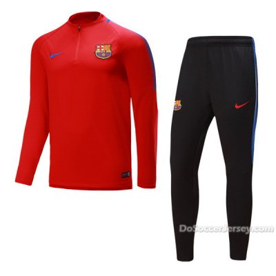 Barcelona 2017/18 Red Training Kit(Zipper Shirt+Trouser)