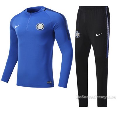 Inter Milan 2017/18 Blue&Black Training Kit(Zipper Shirt+Trouser)