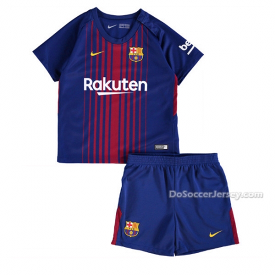 Barcelona 2017/18 Home Kids Soccer Kit Children Shirt And Shorts - Click Image to Close