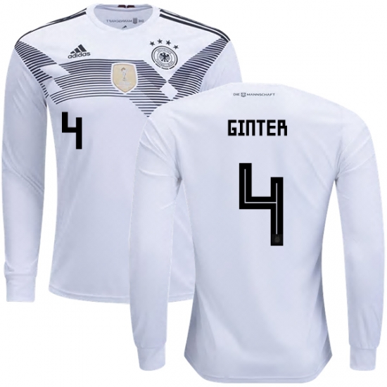 Germany 2018 World Cup MATTHIAS GINTER 4 Long Sleeve Home Shirt Soccer Jersey - Click Image to Close