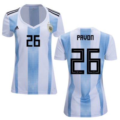 Argentina 2018 FIFA World Cup Home Cristian Pavon #26 Women Jersey Shirt