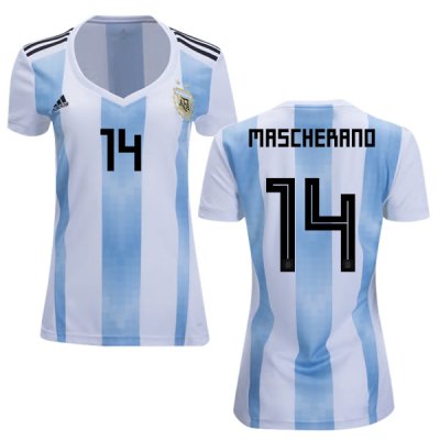 Argentina 2018 FIFA World Cup Home Javier Mascherano #14 Women Jersey Shirt