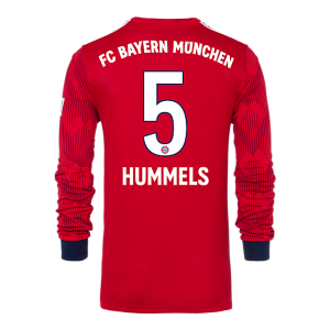 Bayern Munich 2018/19 Home 5 Hummels Long Sleeve Shirt Soccer Jersey