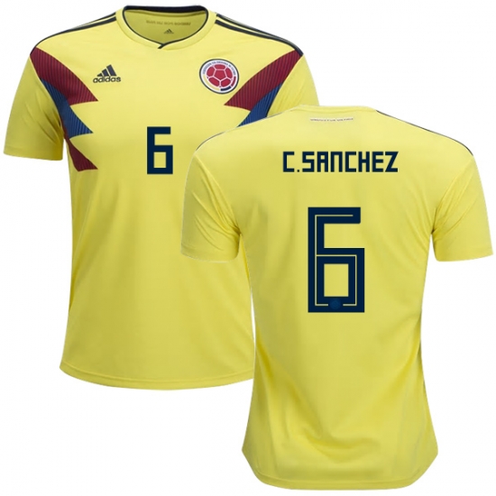 Colombia 2018 World Cup CARLOS SANCHEZ MORENO 6 Home Shirt Soccer Jersey - Click Image to Close