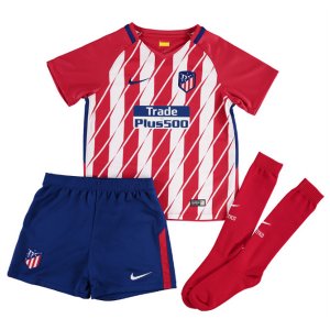 Atletico Madrid 2017/18 Home Kids Soccer Whole Kit Children Shirt+Shorts+Socks