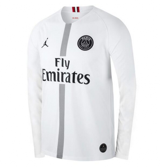 PSG X JORDAN COLLECTION 2018/19 Third White Long Sleeve Shirt Soccer Jersey - Click Image to Close