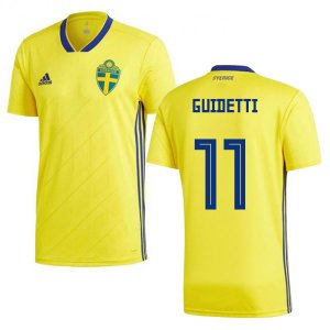 Sweden 2018 World Cup JOHN GUIDETTI 11 Home Shirt Soccer Shirt