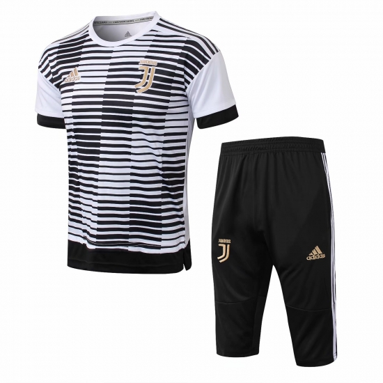 Juventus 2018/19 White Stripe Short Training Suit - Click Image to Close
