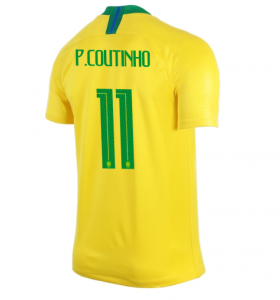 Brazil 2018 World Cup Home Philippe Coutinho Shirt Soccer Jersey