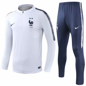 France 2 Stars FIFA World Cup 2018 White Training Suit (Shirt+Trouser)