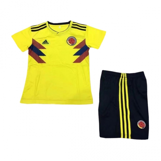 Colombia 2018 World Cup Home Kids Soccer Kit Children Shirt And Shorts - Click Image to Close