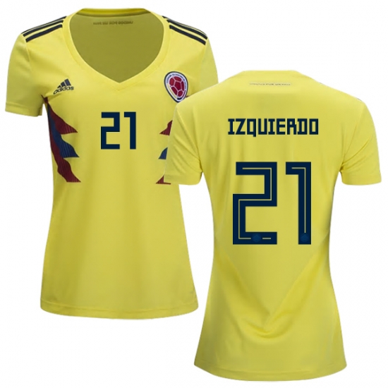 Colombia 2018 World Cup JOSE IZQUIERDO 21 Women's Home Shirt Soccer Jersey - Click Image to Close