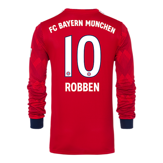 Bayern Munich 2018/19 Home 10 Robben Long Sleeve Shirt Soccer Jersey - Click Image to Close