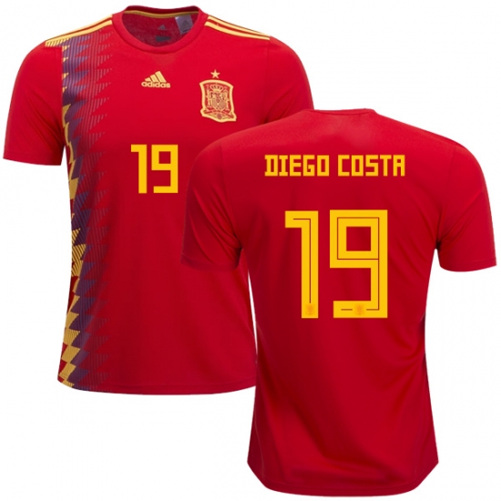 Spain 2018 World Cup DIEGO COSTA 19 Home Shirt Soccer Jersey - Click Image to Close