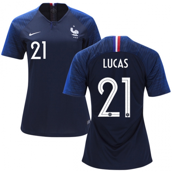 France 2018 World Cup LUCAS HERNANDEZ 21 Women's Home Shirt Soccer Jersey - Click Image to Close