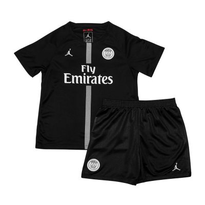 PSG X Jordan 2018/19 Third Black Kids Soccer Jersey Kit Children Shirt + Shorts