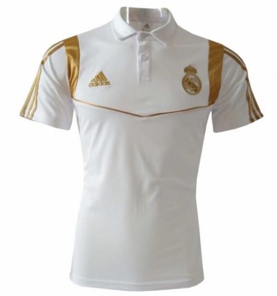 Real Madrid 2019/2020 White Gold Polo Shirt