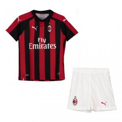 AC Milan 2018/19 Home Kids Soccer Jersey Kit Children Shirt + Shorts