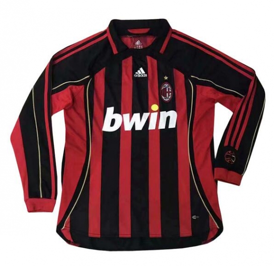 AC Milan 2006 Home Retro Shirt Long Sleeve Soccer Jersey - Click Image to Close