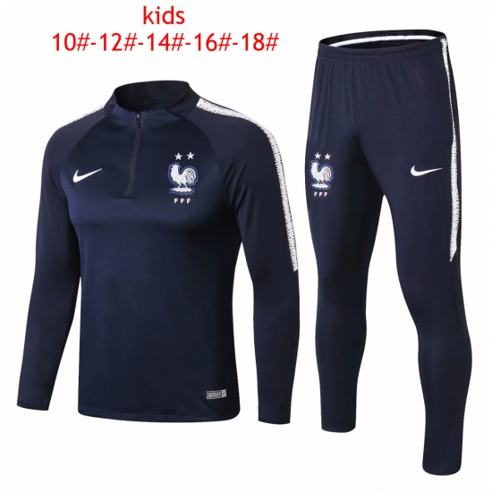 Kids France FIFA World Cup 2018 Zipper Blue Training Suit 2-Star - Click Image to Close