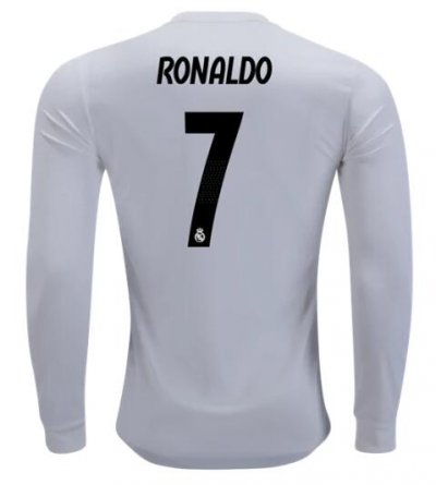 Cristiano Ronaldo Real Madrid 2018/19 Home Long Sleeve Shirt Soccer Jersey