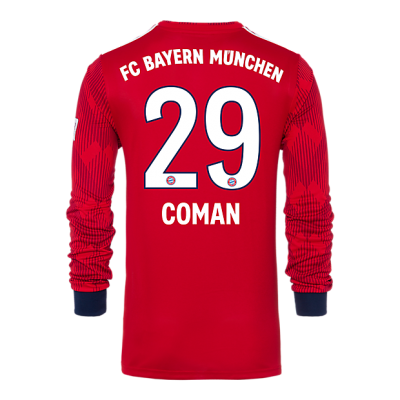 Bayern Munich 2018/19 Home 29 Coman Long Sleeve Shirt Soccer Jersey