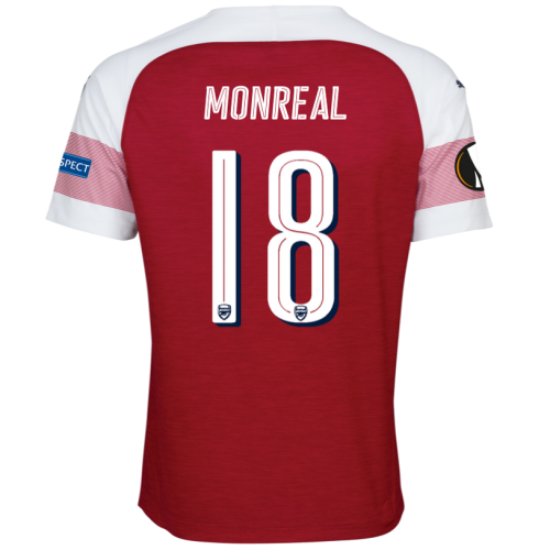 Arsenal 2018/19 Nacho Monreal 18 UEFA Europa Home Shirt Soccer Jersey