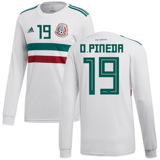 Mexico 2018 World Cup Away ORBELIN PINEDA 19 Long Sleeve Shirt Soccer Jersey - Click Image to Close