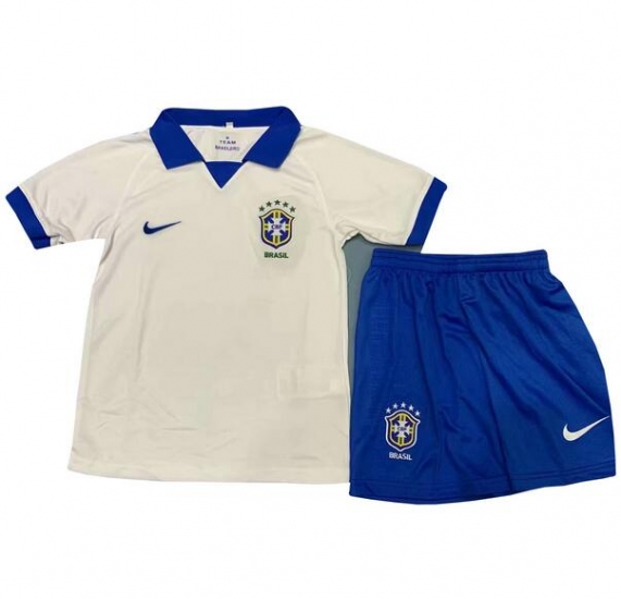 Brazil Copa America 2019 Away Children Soccer Kit Shirt And Shorts - Click Image to Close