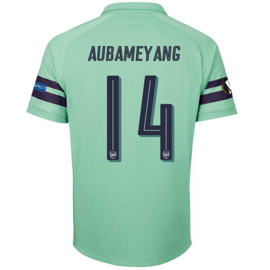 Arsenal 2018/19 Pierre-Emerick Aubameyang 14 UEFA Europa Third Shirt Soccer Jersey - Click Image to Close