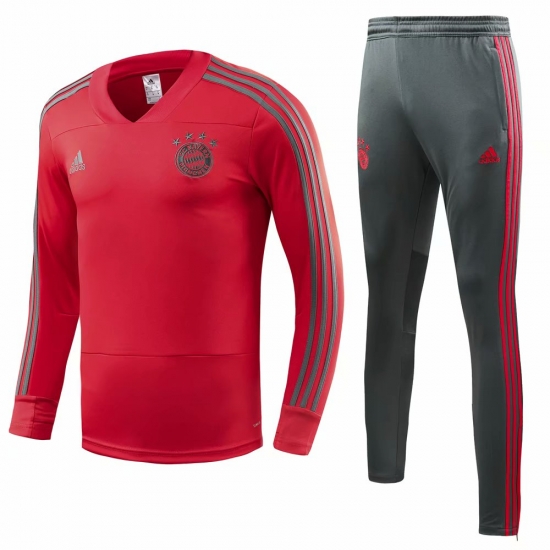 Bayern Munich 2018/19 Red Training Suit (V-Neck Shirt+Trouser) - Click Image to Close