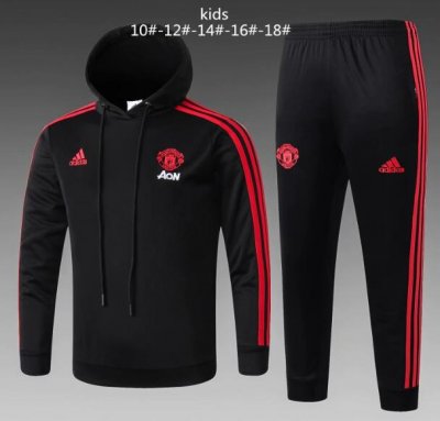 Kids Manchester United 2018/19 Black Training Suit (Hoodie Sweatshirt+Pants)