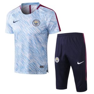 Manchester City Light Blue Stripe 2017/18 Short Training Suit