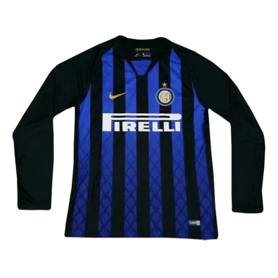 Inter Milan 2018/19 Home Long Sleeve Shirt Soccer Jersey - Click Image to Close