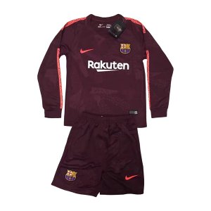 Barcelona 2017/18 Third Kids Long Sleeved Soccer Kit Children Shirt And Shorts