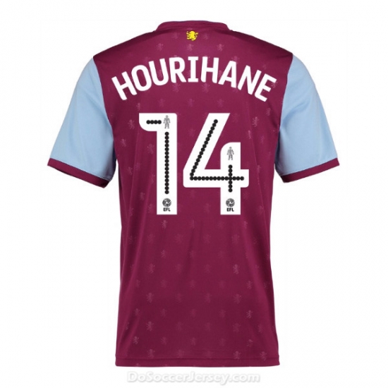 Aston Villa 2017/18 Home Hourihane #14 Shirt Soccer Jersey - Click Image to Close