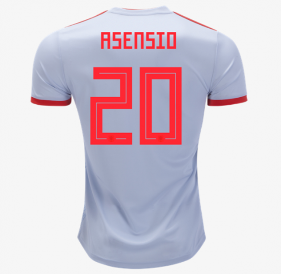 Spain 2018 World Cup Away Marco Asensio Shirt Soccer Jersey - Click Image to Close